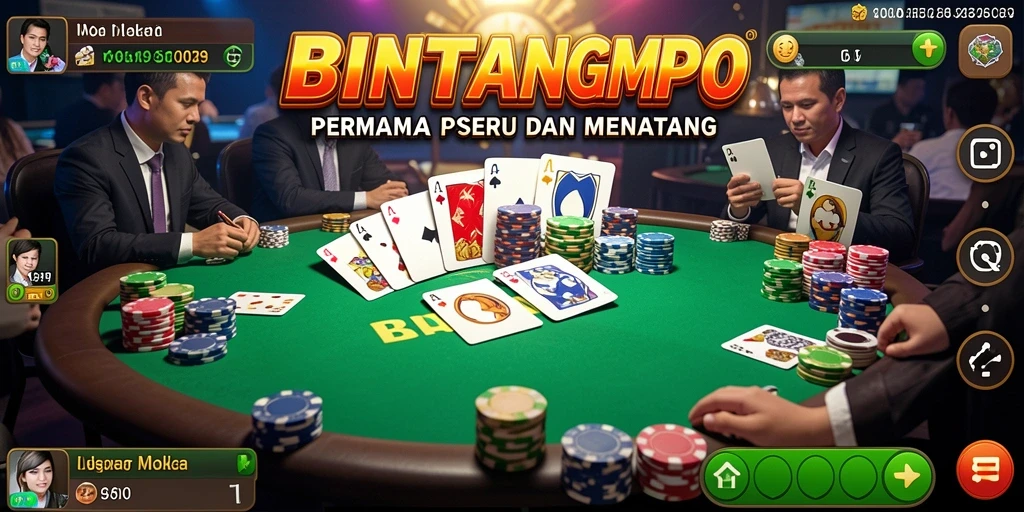 Tampilan menarik dari gameplay BINTANGMPO saat bermain poker.