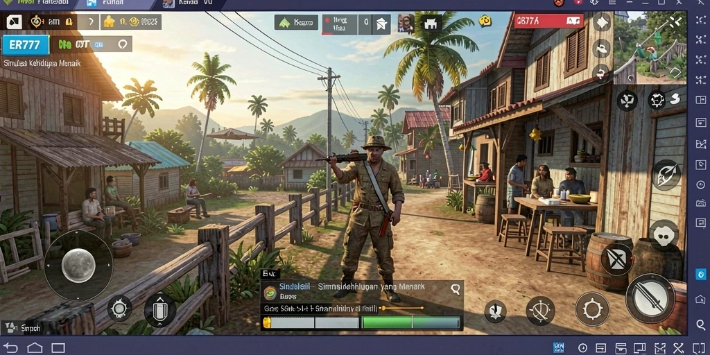 Tampilan gameplay menarik dari ER777 dalam simulasi kehidupan.