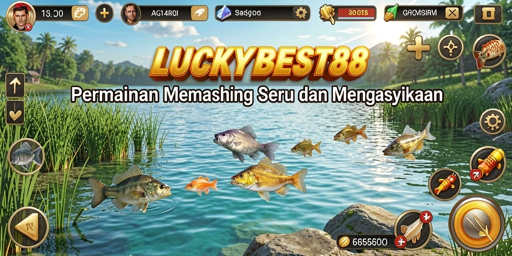 Screenshot gameplay LUCKYBEST88 yang menampilkan aksi memancing seru.