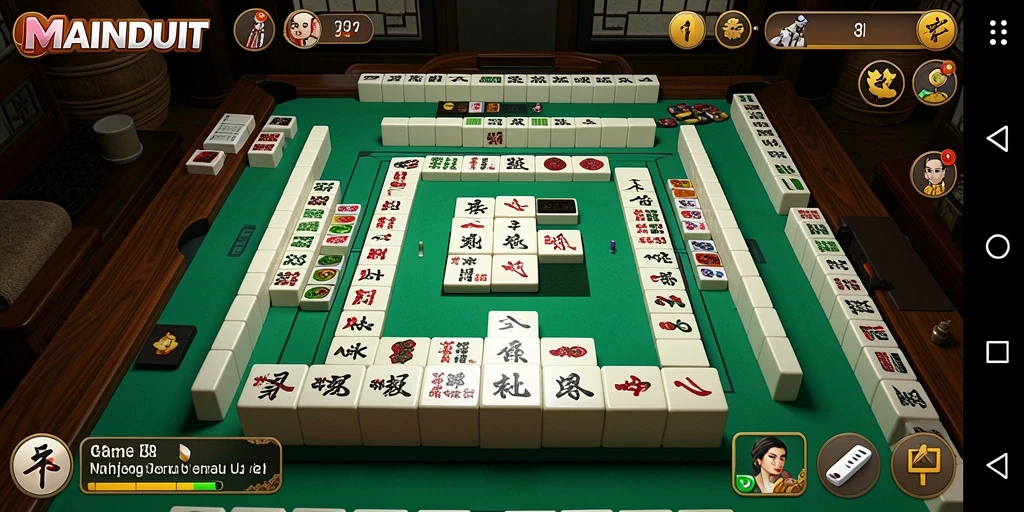 Screenshot gameplay MAINDUIT menampilkan keseruan permainan Mahjong.