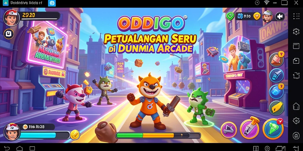 Tampilan gameplay ODDIGO yang penuh warna dan dinamis.