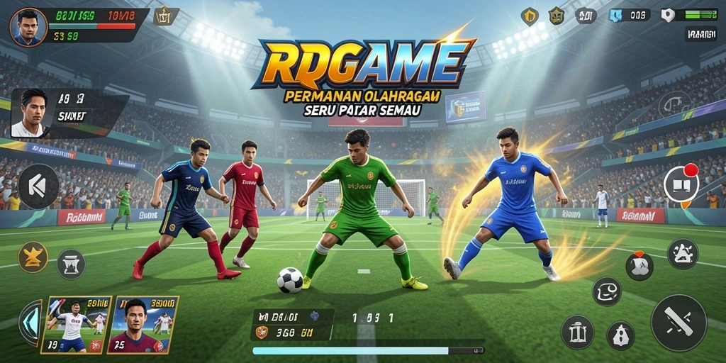Tampilan screenshot RPGAME menampilkan aksi seru pertandingan olahraga.