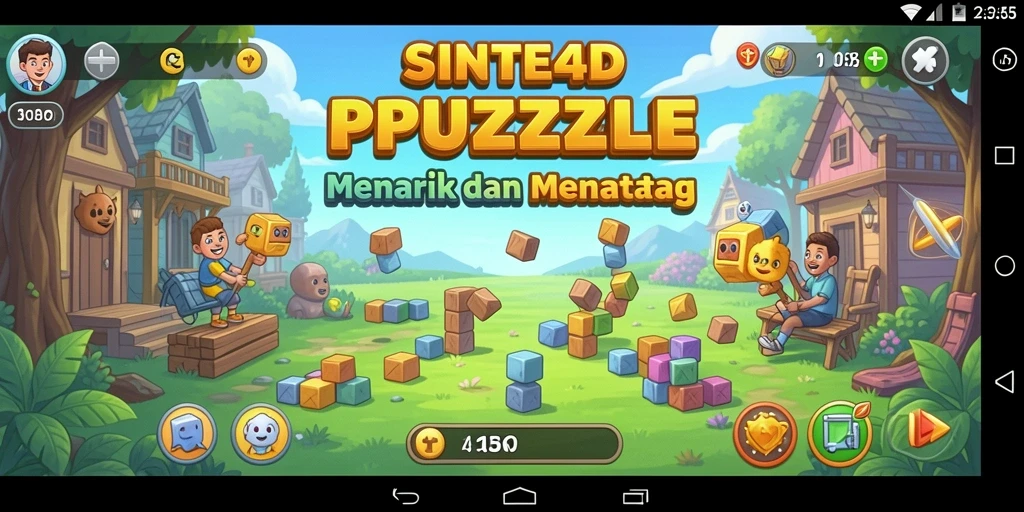 Tampilan gameplay SINTE4D dengan potongan puzzle yang menantang.